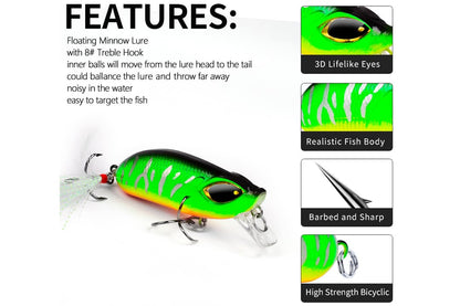 Acensfeic Jerkbait Fishing Minnow 7 Color 8g Jerkbait