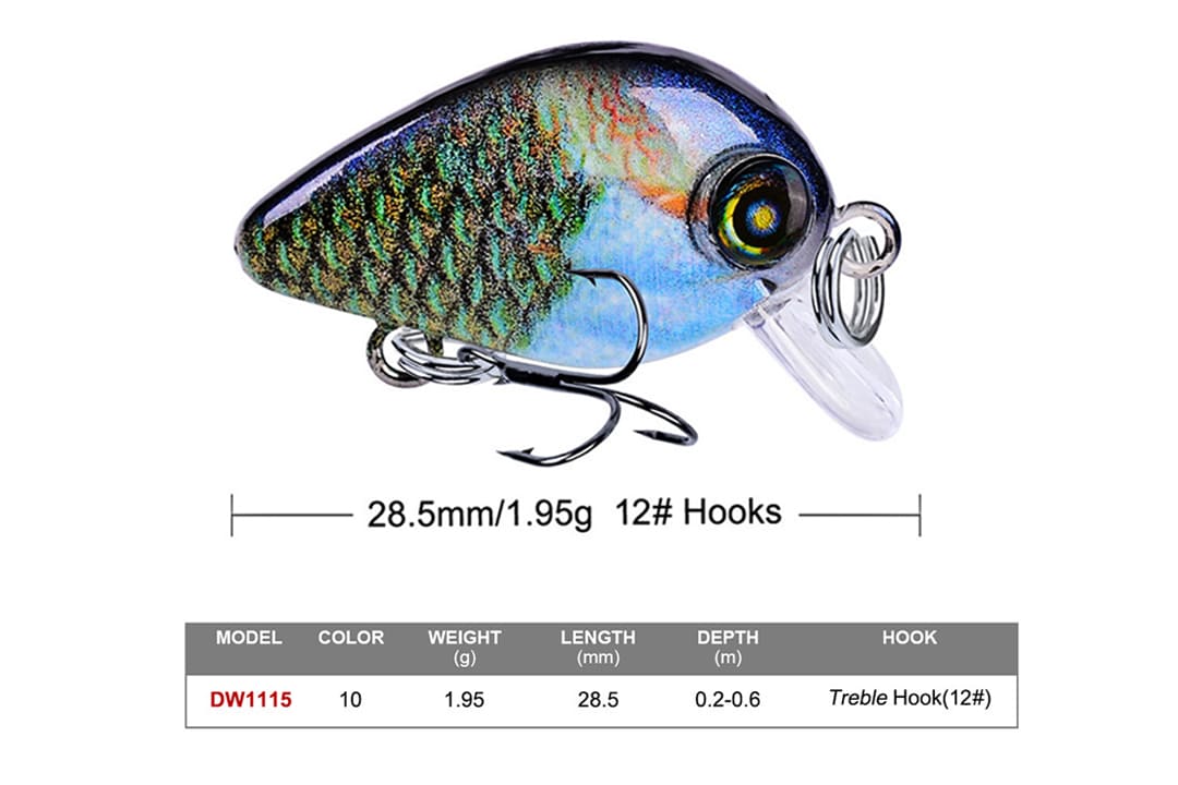 Acensfeic Crankbait for Bass Fishing 1.95g 2.85cm Crankbait Fishing Lure