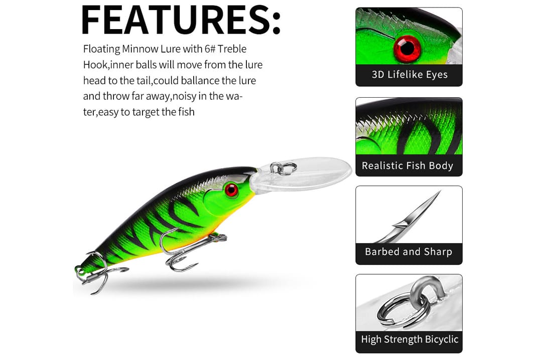 Acensfeic Minnow Bass Fishing Lures 10 Color 10.5g Jerkbait