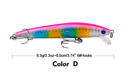 Acensfeic Minnow Fishing Lures Crankbaits 10 Color 8.5g 9.5cm Jerkbait