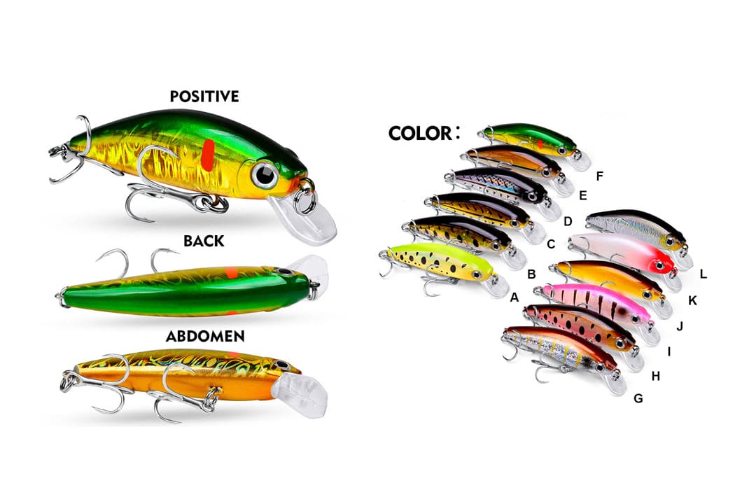 Acensfeic Lures Minnow Bass Fishing Lures -Minnow 12 Color 3g Jerkbait