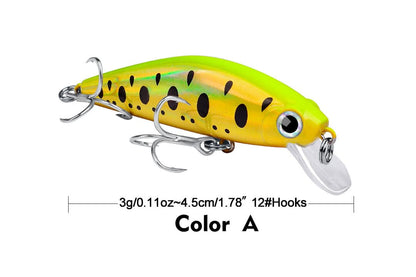 Acensfeic Lures Minnow Bass Fishing Lures -Minnow 12 Color 3g Jerkbait