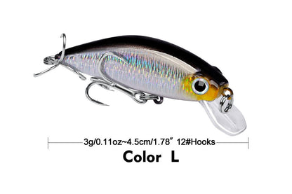 Acensfeic Lures Minnow Bass Fishing Lures -Minnow 12 Color 3g Jerkbait