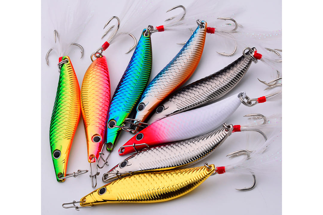 Acensfeic Fishing Spoons Lure 7-20g 5-6.6cm with Feather Hook