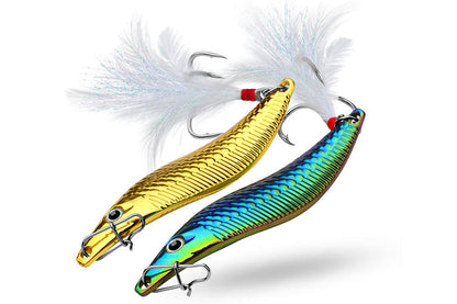 Acensfeic Fishing Spoons Lure 7-20g 5-6.6cm with Feather Hook