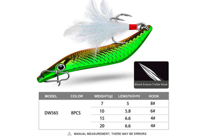 Acensfeic Fishing Spoons Lure 7-20g 5-6.6cm with Feather Hook