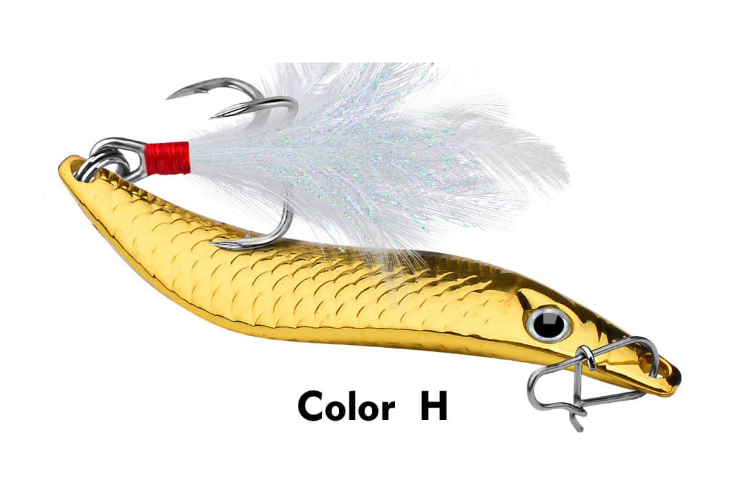 Acensfeic Fishing Spoons Lure 7-20g 5-6.6cm with Feather Hook