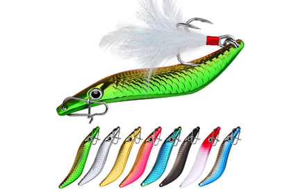 Acensfeic Fishing Spoons Lure 7-20g 5-6.6cm with Feather Hook