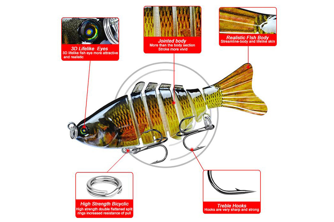 Acensfeic Fishing Lures Swimbait 15.5g 7 Jointed Fishing Lure