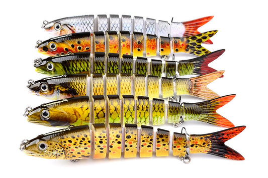 Acensfeic Fishing Swimbait for Bass Trout Crappie 13 Color 8 Sections Fishing Lure