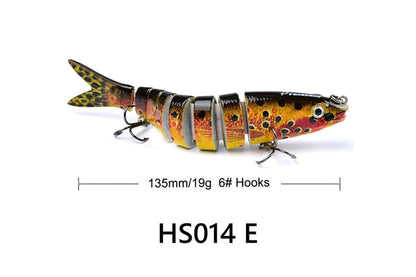 Acensfeic Fishing Swimbait for Bass Trout Crappie 13 Color 8 Sections Fishing Lure