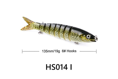 Acensfeic Fishing Swimbait for Bass Trout Crappie 13 Color 8 Sections Fishing Lure