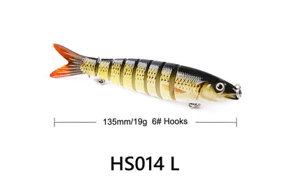 Acensfeic Fishing Swimbait for Bass Trout Crappie 13 Color 8 Sections Fishing Lure