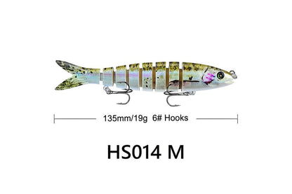 Acensfeic Fishing Swimbait for Bass Trout Crappie 13 Color 8 Sections Fishing Lure