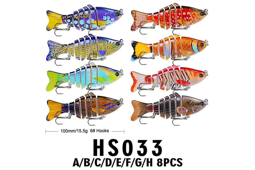 Acensfeic Fishing Topwater Trout Lures,Swimbait 8 Color 7 Sections