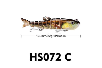 Acensfeic Swimbait 7 Color 8 Sections Fishing Lure