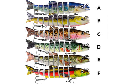 Acensfeic Fishing Lures for Freshwater and Saltwater, Swimbait 6 Color 8 Sections