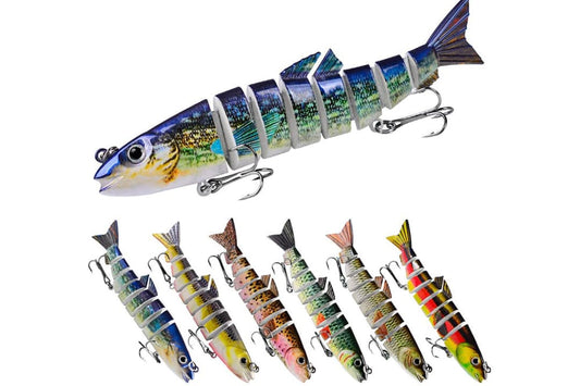 Acensfeic Fishing Lures for Freshwater and Saltwater, Swimbait 6 Color 8 Sections